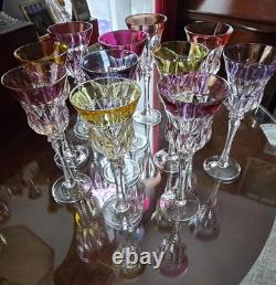 11 Lippert Multicolored Cut To Clear Crystal Wine Glasses 8.75