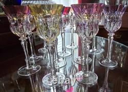 11 Lippert Multicolored Cut To Clear Crystal Wine Glasses 8.75