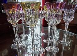 11 Lippert Multicolored Cut To Clear Crystal Wine Glasses 8.75