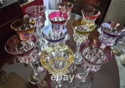 11 Lippert Multicolored Cut To Clear Crystal Wine Glasses 8.75