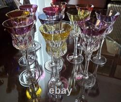 11 Lippert Multicolored Cut To Clear Crystal Wine Glasses 8.75