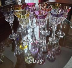 11 Lippert Multicolored Cut To Clear Crystal Wine Glasses 8.75