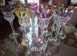 11 Lippert Multicolored Cut To Clear Crystal Wine Glasses 8.75