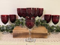 11 Vtg Ruby RED Cristal D' Arques Durand Tall Wine Water Glass Goblets Luminarc