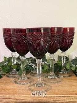11 Vtg Ruby RED Cristal D' Arques Durand Tall Wine Water Glass Goblets Luminarc