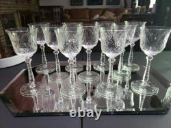 (11) Wine Goblets Glasses 6 Elegant crystal Rock Sharpe floral swag dots arch
