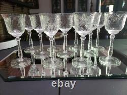 (11) Wine Goblets Glasses 6 Elegant crystal Rock Sharpe floral swag dots arch