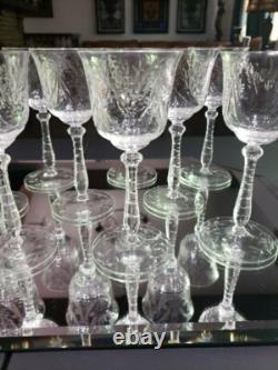 (11) Wine Goblets Glasses 6 Elegant crystal Rock Sharpe floral swag dots arch