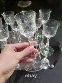 (11) Wine Goblets Glasses 6 Elegant crystal Rock Sharpe floral swag dots arch