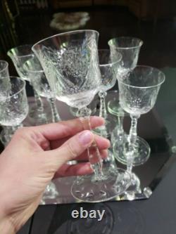 (11) Wine Goblets Glasses 6 Elegant crystal Rock Sharpe floral swag dots arch