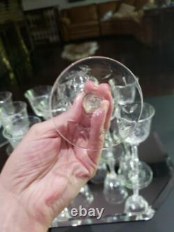 (11) Wine Goblets Glasses 6 Elegant crystal Rock Sharpe floral swag dots arch