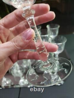 (11) Wine Goblets Glasses 6 Elegant crystal Rock Sharpe floral swag dots arch