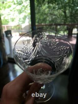 (11) Wine Goblets Glasses 6 Elegant crystal Rock Sharpe floral swag dots arch