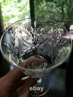 (11) Wine Goblets Glasses 6 Elegant crystal Rock Sharpe floral swag dots arch