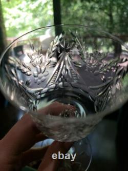 (11) Wine Goblets Glasses 6 Elegant crystal Rock Sharpe floral swag dots arch