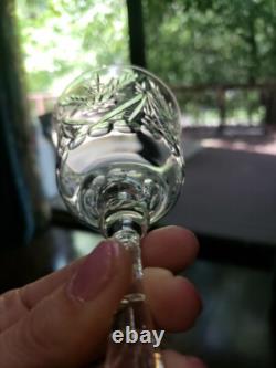 (11) Wine Goblets Glasses 6 Elegant crystal Rock Sharpe floral swag dots arch