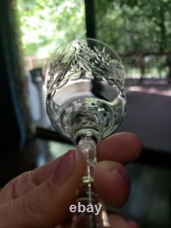 (11) Wine Goblets Glasses 6 Elegant crystal Rock Sharpe floral swag dots arch