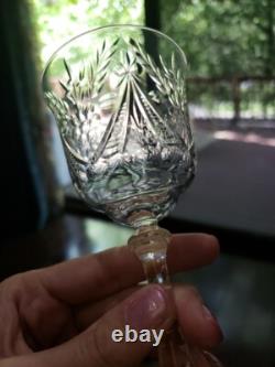 (11) Wine Goblets Glasses 6 Elegant crystal Rock Sharpe floral swag dots arch