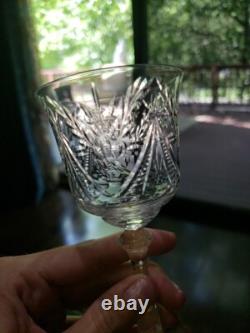 (11) Wine Goblets Glasses 6 Elegant crystal Rock Sharpe floral swag dots arch