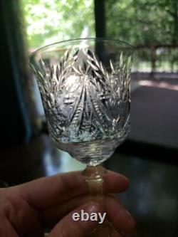 (11) Wine Goblets Glasses 6 Elegant crystal Rock Sharpe floral swag dots arch