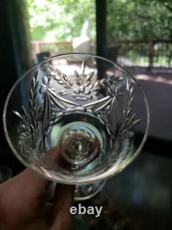 (11) Wine Goblets Glasses 6 Elegant crystal Rock Sharpe floral swag dots arch