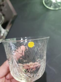 (11) Wine Goblets Glasses 6 Elegant crystal Rock Sharpe floral swag dots arch