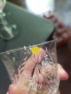 (11) Wine Goblets Glasses 6 Elegant crystal Rock Sharpe floral swag dots arch