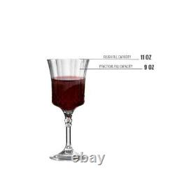 11 oz. Crystal Cut Plastic Wine Goblets Fancy Wedding Party Wine Glasses 48pcs