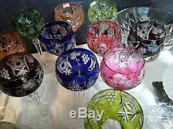 12 Ajka Marsala Bohemian Nachtmann Cut Clear Crystal Hock Wine Goblet Glass