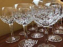 (12) BRILLIANT WATERFORD CRYSTAL LISMORE BALLOON WINE GLASSES 12 oz