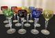 12 Bohemian Cut to Clear Crystal Hock Wine Goblet Glasses Grape Star
