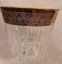 12 Elegant Crystal Gold Encrusted Rim Mid Century Vintage 5 tall Wine Glasses