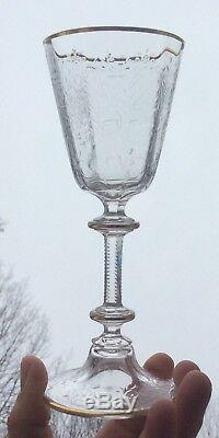 12 Exceptional Moser Lobmeyr Art Cut Glass Rock Crystal Wine Goblets