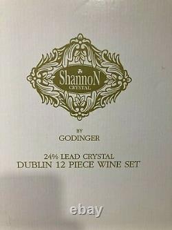 12 Godinger Shannon Stemmed Wine Glasses Dublin Style 2590 Free Ship New