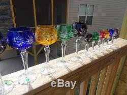 (12) LAUSITZER Crystal Hand Cut to Clear Wine HOCK & Cordial SET German Goblets