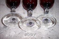 12 Luminarc Arcoroc D'Arque Durand Crystal Ruby Red Glass Ball Stem Wine Goblets