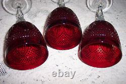 12 Luminarc Arcoroc D'Arque Durand Crystal Ruby Red Glass Ball Stem Wine Goblets
