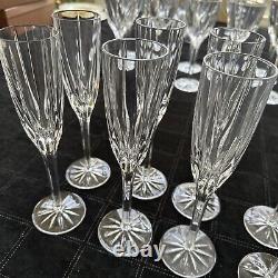 12 MIKASA Cut Lead Crystal Champagne flutes Service For 12