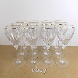12 Mikasa Crystal Rendezvous Gold 8 3/8 Wine Goblets Glasses