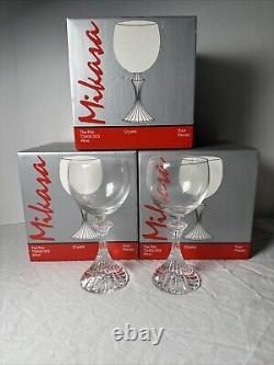 12 Mikasa THE RITZ Retired Ornate Stem Crystal Wine Glasses with original boxes