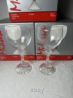 12 Mikasa THE RITZ Retired Ornate Stem Crystal Wine Glasses with original boxes