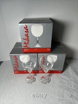 12 Mikasa THE RITZ Retired Ornate Stem Crystal Wine Glasses with original boxes