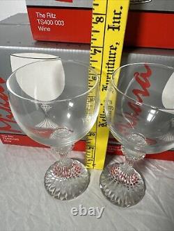 12 Mikasa THE RITZ Retired Ornate Stem Crystal Wine Glasses with original boxes