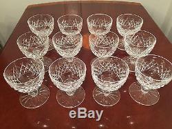 12 Signed WATERFORD ALANA CRYSTAL 4 oz Short Sherry Wine Goblets Dessert Glasses