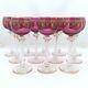 12 St. Louis Crystal Cranberry & Gold Hock Wine Glasses With Air Twist Stems