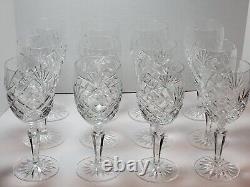 12 Vintage Signed Galway Irish Crystal Water Glasses Red Wine wStorage Dust Tote