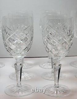 12 Vintage Signed Galway Irish Crystal Water Glasses Red Wine wStorage Dust Tote