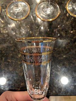 12 piece Venetian Murano Crystal Wine Glasses Goblets Gold White Gold Italian