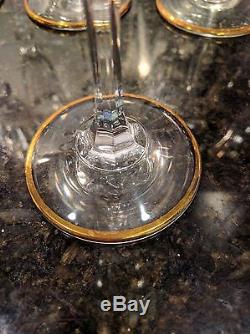 12 piece Venetian Murano Crystal Wine Glasses Goblets Gold White Gold Italian