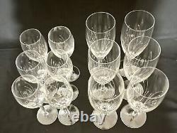 12pc Set Vintage Hand Etched Crystal Stemware, 6 Dessert Wine & 6 Water Glasses